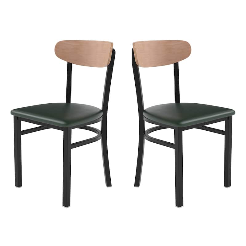 2PK Commercial Metal Dining Chairs with Boomerang Back