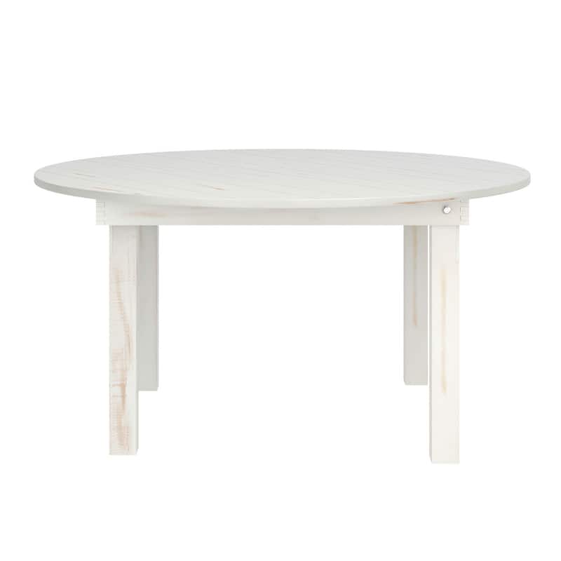 60" Round Antique Rustic Solid Pine Folding Farm Dining Table - 59.75"W x 59.75"D x 30"H