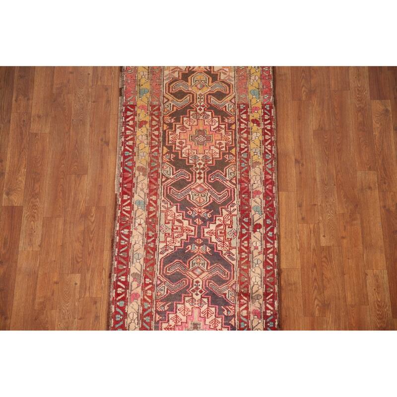 Ardebil Persian Vintage Runner Rug Hand-Knotted Wool Carpet - 2'3" x 9'6"