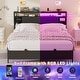 preview thumbnail 19 of 75, Bed Frame with Charging Station and RGB LED Lights, Sturdy Platform Bed with Storage Headboard,