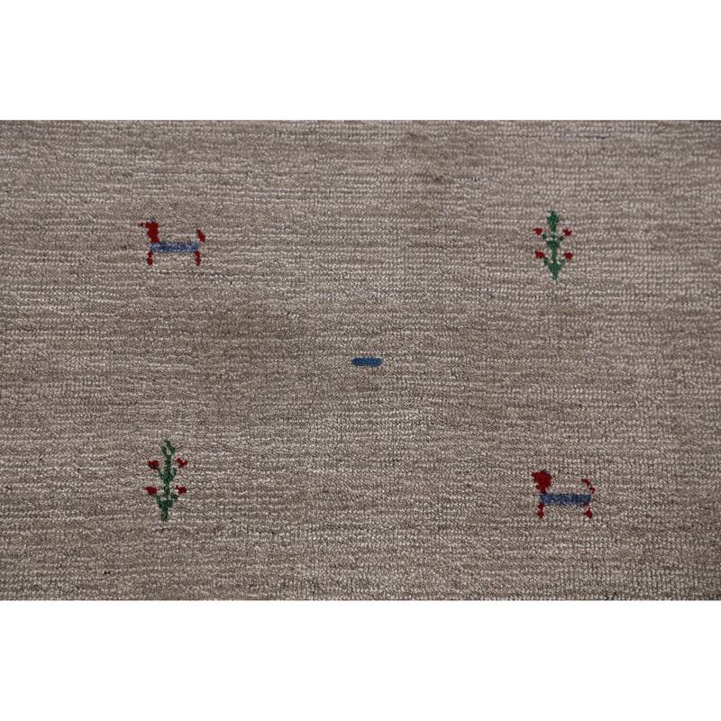 Modern Tribal Gabbeh Indian Area Rug Handmade Grey Wool Carpet - 5'3" x 7'7"