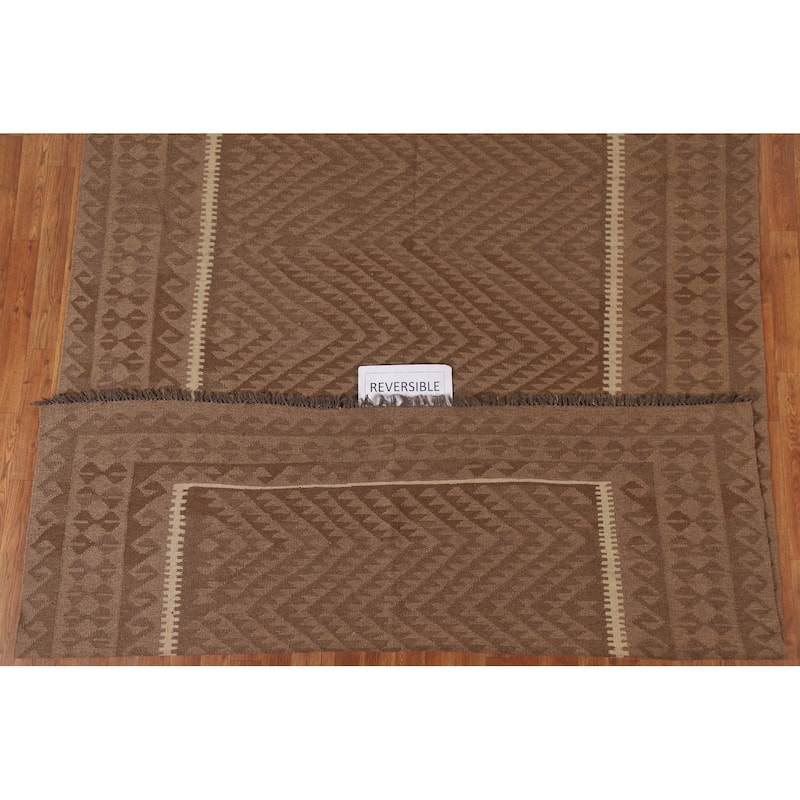 Reversible Kilim Rug Hand-woven Living Room Wool Carpet - 6'9" x 9'6"