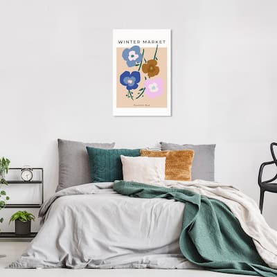 Wynwood Studio Canvas Floral and Botanical Winter Market Portobello Blue and Modern & Contemporary Wall Art Canvas Print