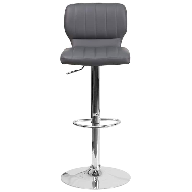 Contemporary Chrome Adjustable Bar Stool - 16.5"W x 19"D x 34.5" - 43"H