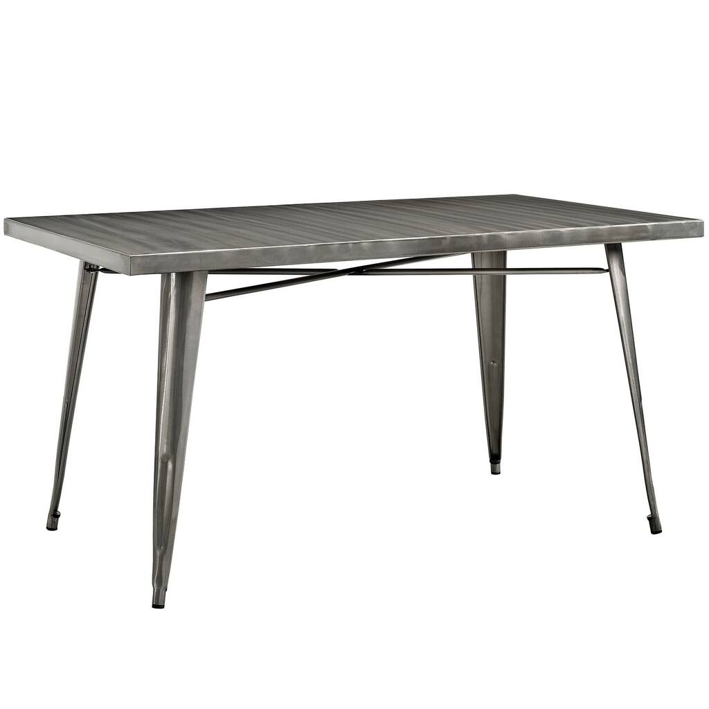 Rustic Modern Farmhouse Stainless Steel Metal Rectangle Dining Table