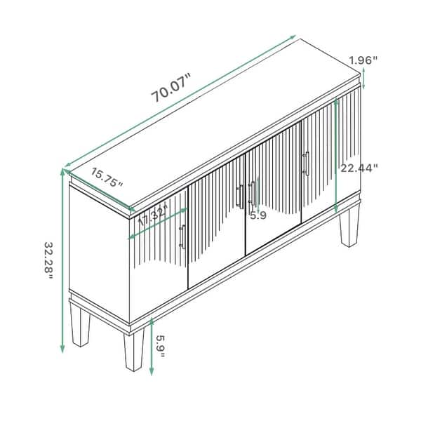 Champagne Storage Cabinet Sideboard TV Cabinet w/ Adjustable Shelves