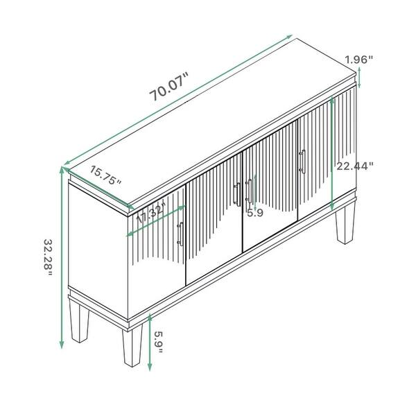 Large Storage Cabinet TV Cabinet with Adjustable Shelves, Champagne Sideboard Console Table with Double Storage Compartments