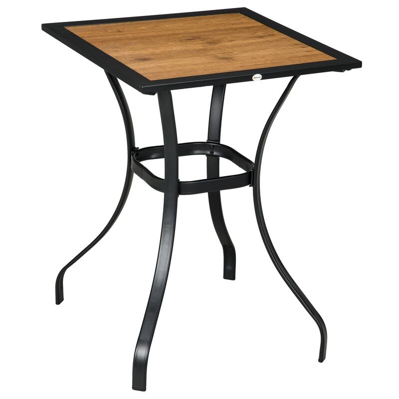 28" Outdoor Dining table, Faux Wood Patio Furniture, Square Wood-Like Garden table with Water Safe Design