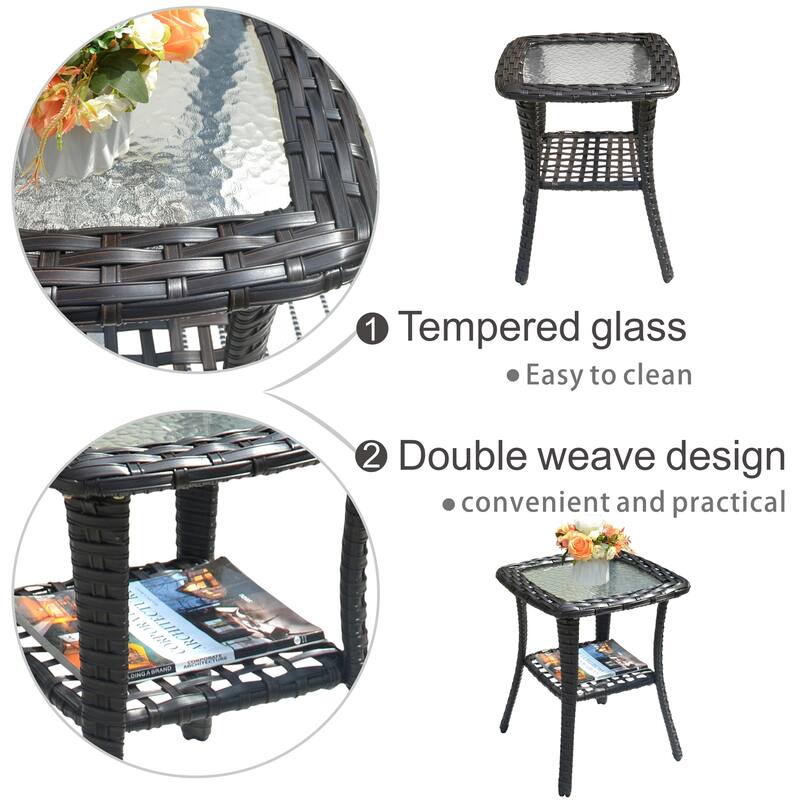 OVIOS 8-piece Rattan Wicker Patio Furniture Set Swivel Rocking Chair Set