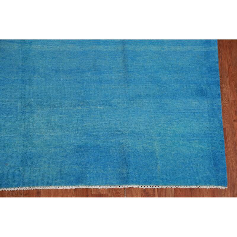 Hand Knotted Oriental 100% Wool Carpet Modern Solid Navy Blue & Blues Gabbeh Area Rug - 10' 4'' X 7' 1''