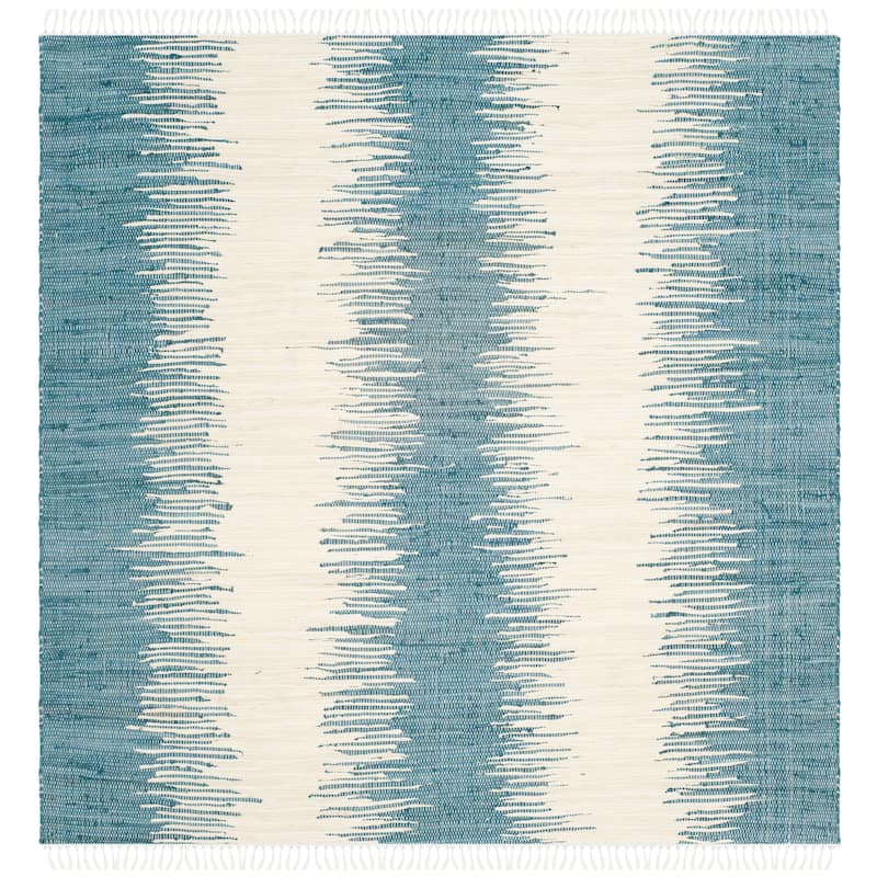 SAFAVIEH Handmade Flatweave Montauk Camille Casual Cotton Rug - 4' Square - Blue