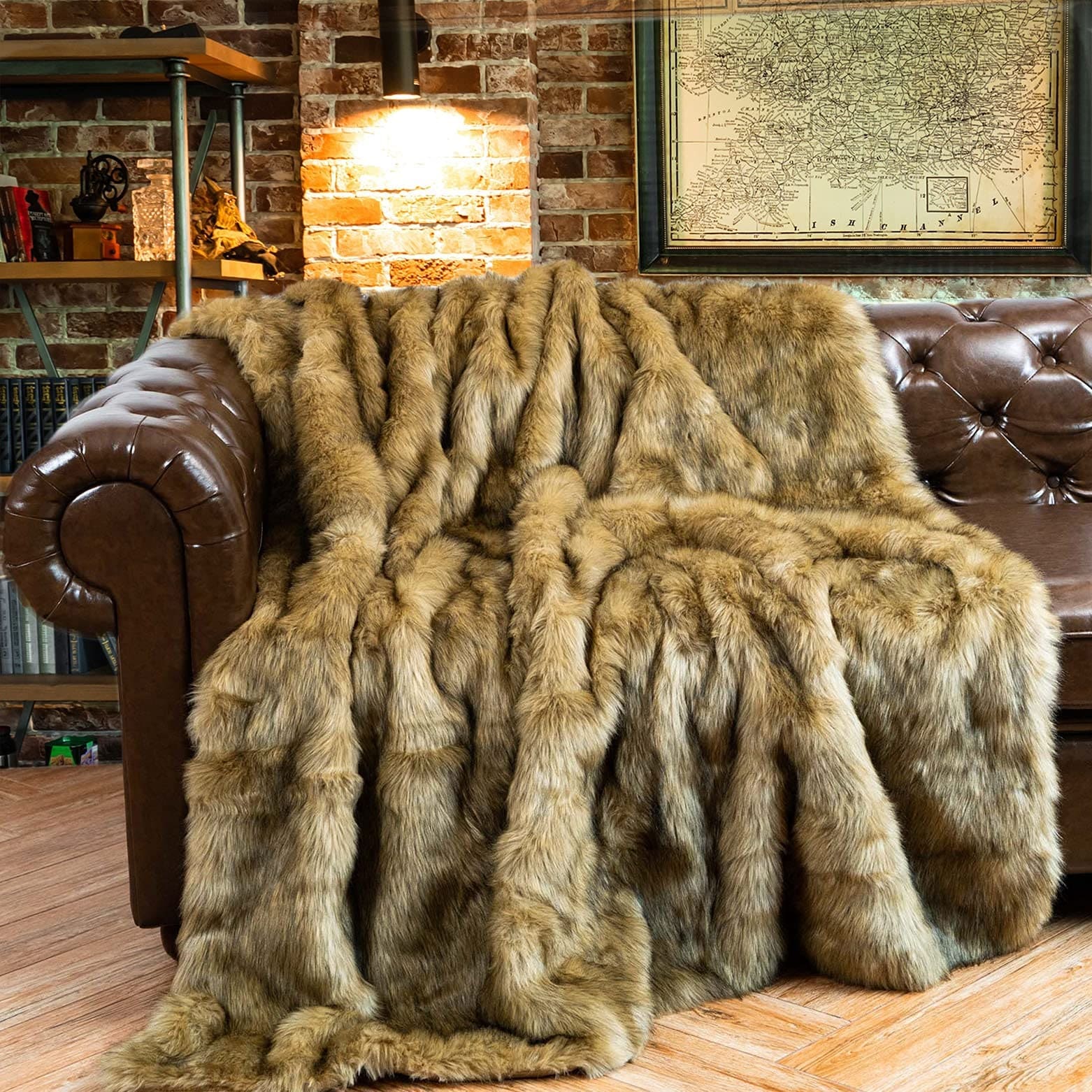 Luxury Faux Fur Throw Blanket, Soft Cozy Long Pile Fur Blankets