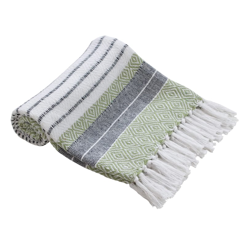 Handwoven Chevron Cotton Throw Blanket - All-Season Comfort with Boho-Chic Style!