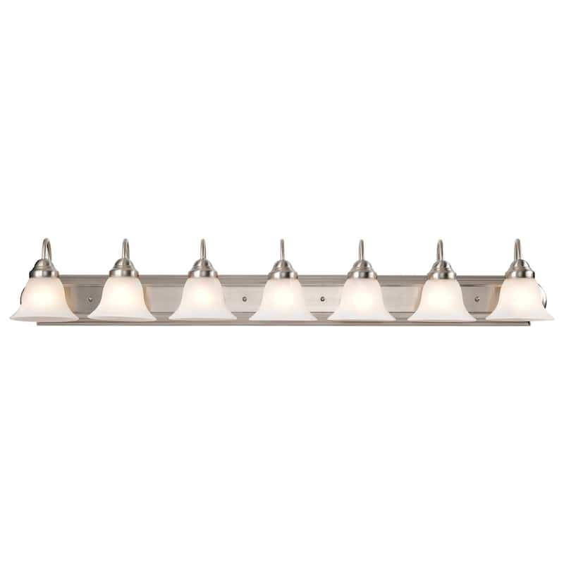 Ballerina 7 Light 48 In. Vanity with Alabaster Glass Bell Shades
