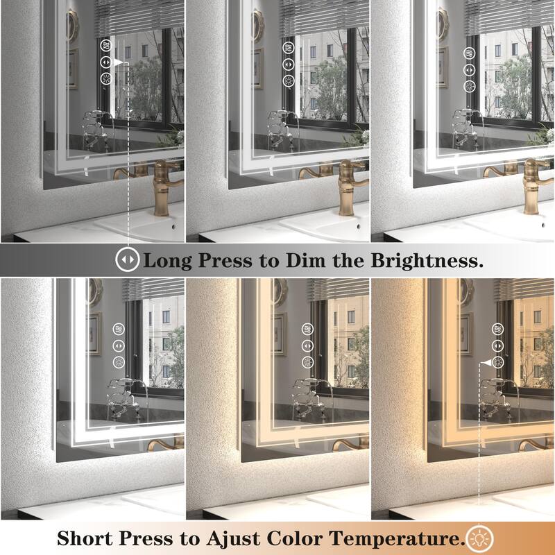 48x32 Inch Frameless LED Bathroom Mirror,Smart Mirror - White