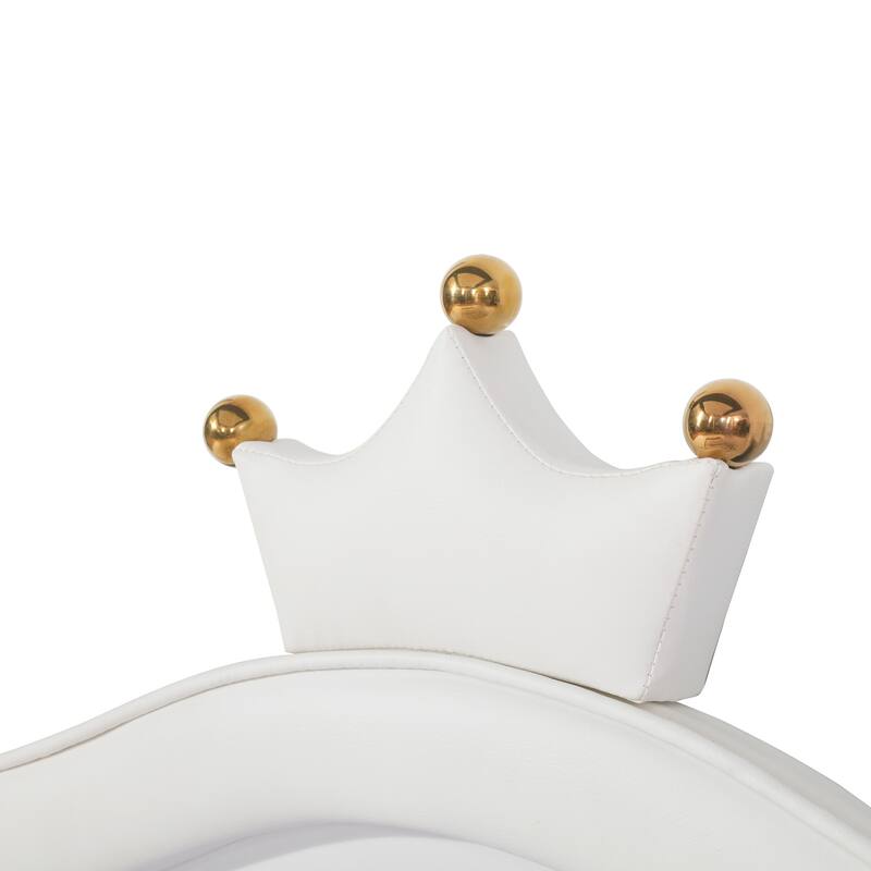 Twin Size LED Upholstered Bed Frame with Crown Headboard, White