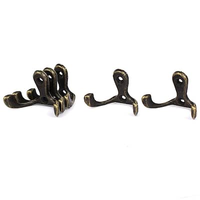 Wall Mounted Clothes Coat Hat Metal Antique Double Hooks Hanger 5pcs - Bronze Tone - 1.8"x1"x1.2"(L*W*H)