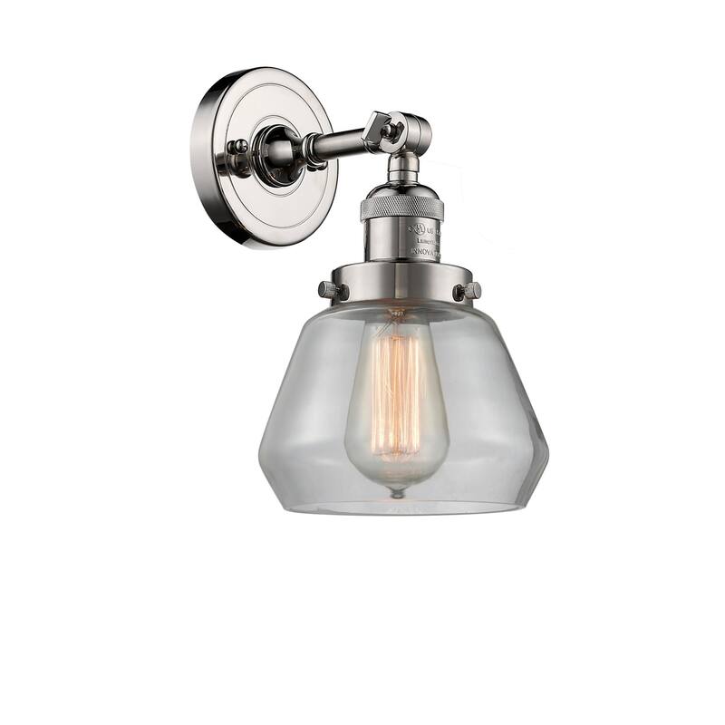 Innovations Lighting Fulton Single Light 11" Tall Bathroom Sconce with - Polished Nickel / Clear