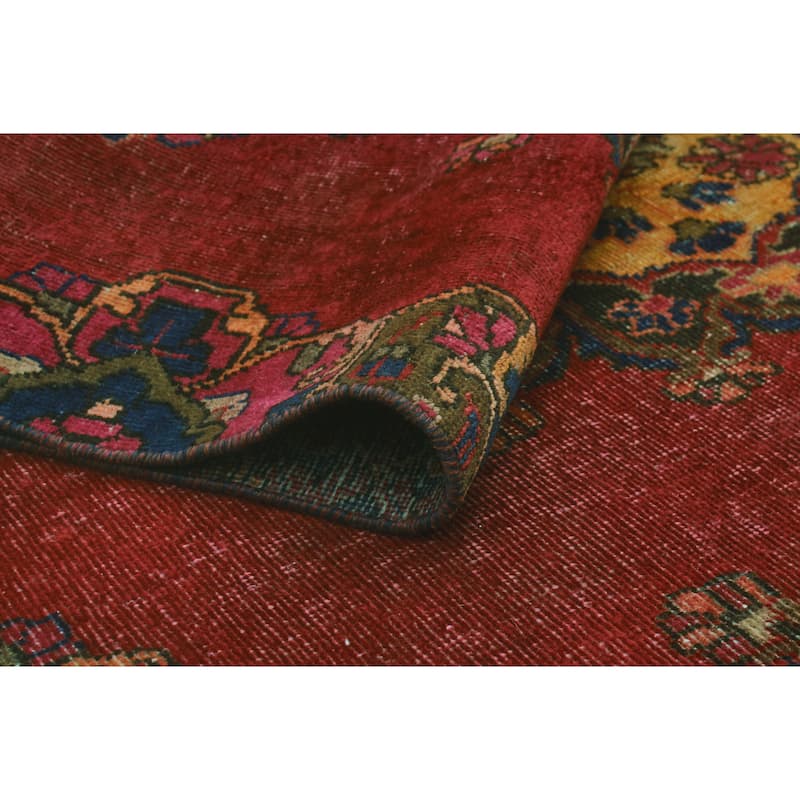 Vintage Distressed Choncey Red/Navy Runner - 5'0" x 9'8"
