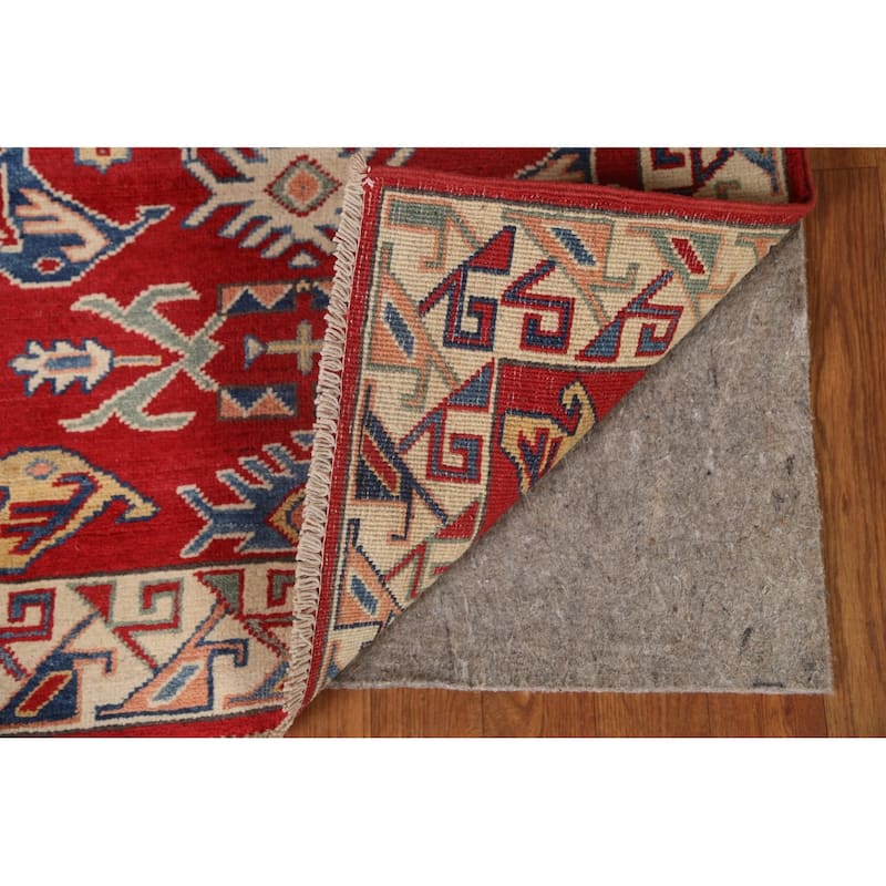 Red Geometric Kazak Oriental Traditional Wool Runner Rug Hand-knotted - 2'8" x 9'8"