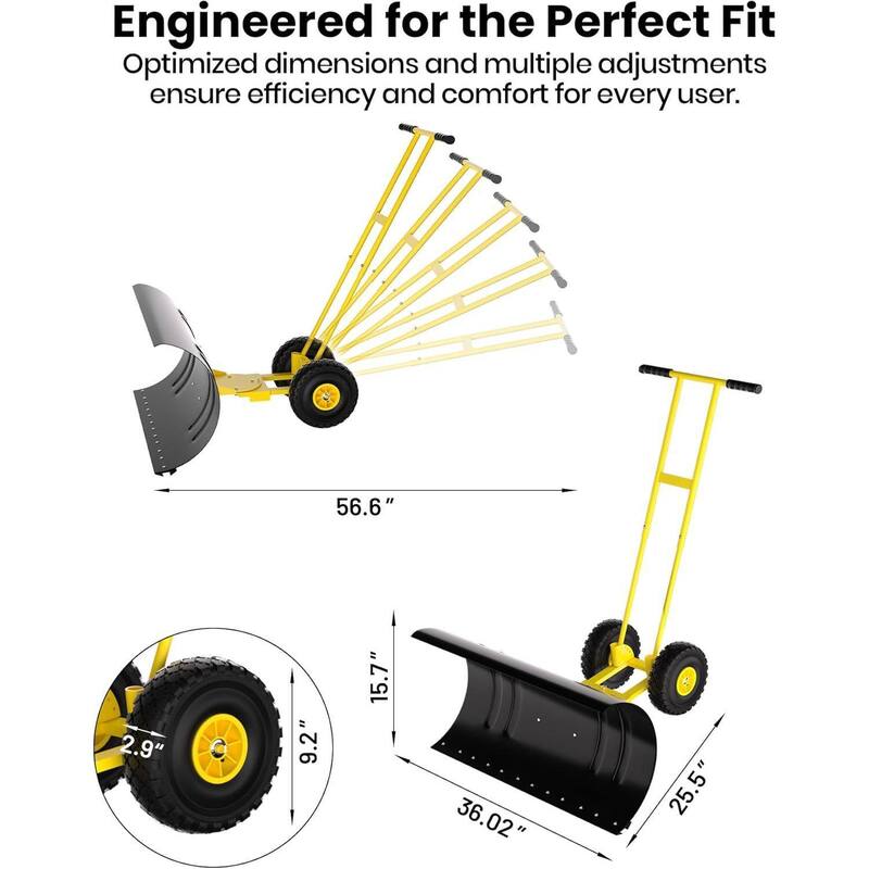 Heavy Duty Double Rod 29-Inch Steel Snow Shovel Plow for Driveways, Sidewalks, Yards