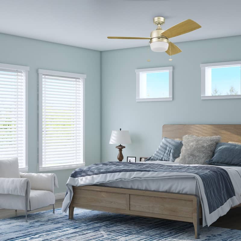 44" Honeywell Barcadero Matte Black Contemporary Indoor LED Ceiling Fan with Light, Pull Chain