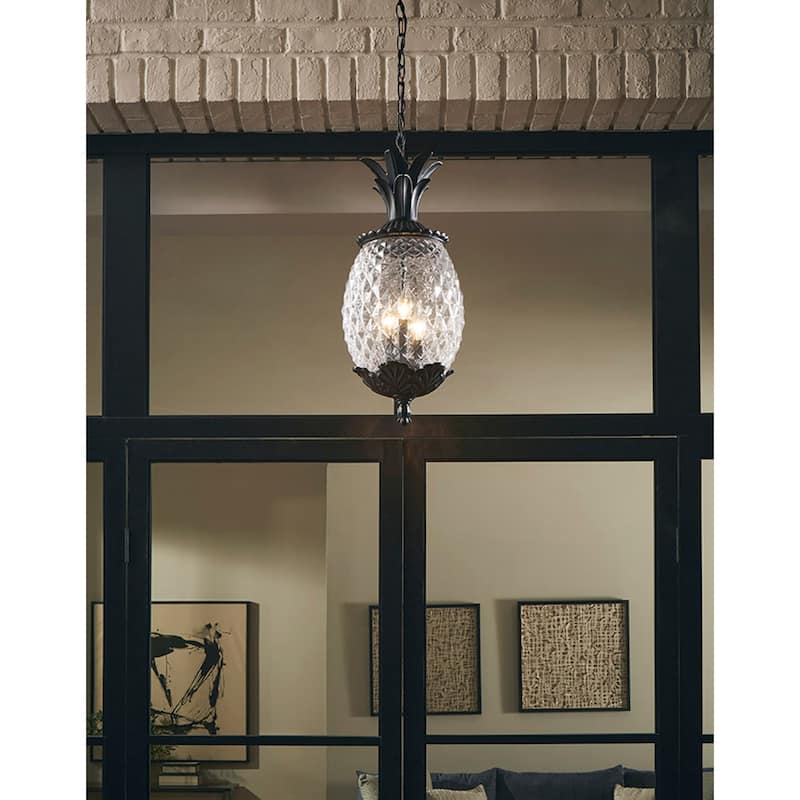 Lanai 3-light Matte Black Outdoor Hanging Pendant
