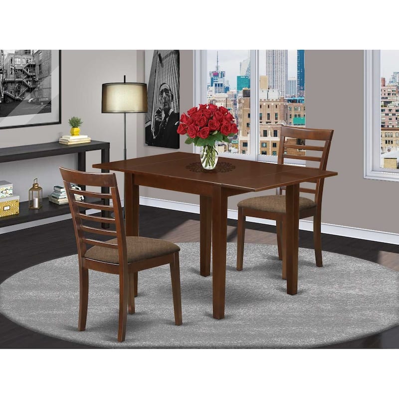 HomeStock 3-Pc Mahogany Finish Solid Wood Top Dining Table Set