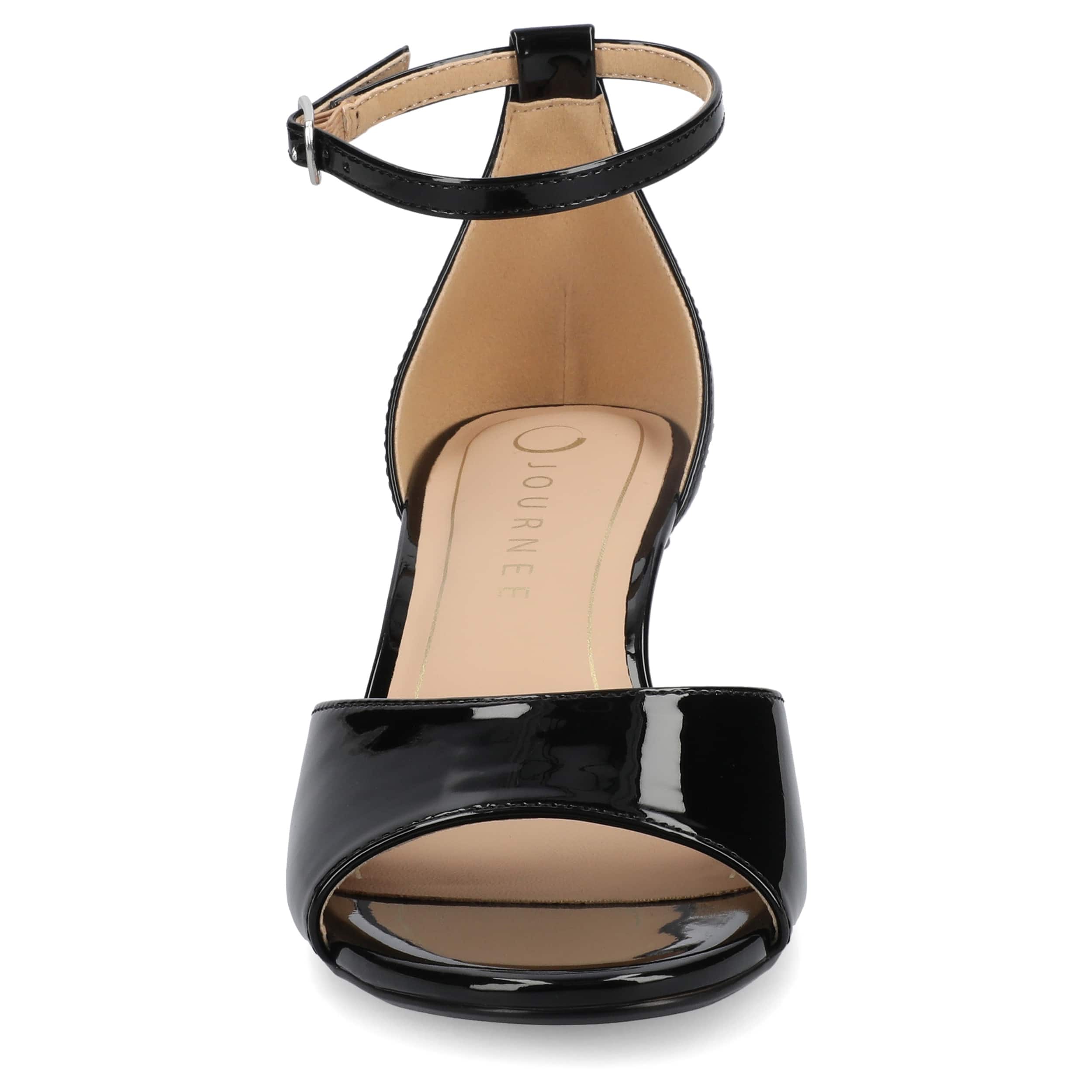 ladies wide width dress sandals Journee Women's Jezzie (Patent/Black) A timeless