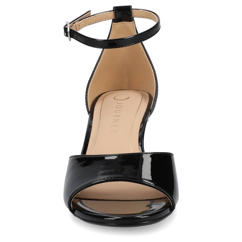 Journee Women's Jezzie Medium and Wide Width Dress Sandals - Medium - Patent/Black - 10