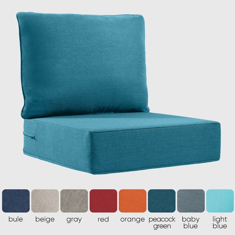 Outdoor Deep Seat Cushion Set 24 x 24 x 6 Inch - Peacock Green - 6 Inch