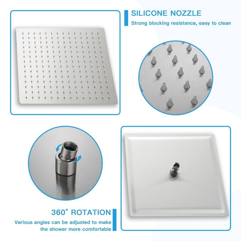 Topcraft 12-Inch Wall Mounted Square Shower System with Rough-in Valve - 12*12