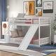 preview thumbnail 14 of 24, Rustic Style Twin over Twin Low Bunk Bed with Convertible Slide,Staircase with Storage Shelf,Sturdy Wood Bed White