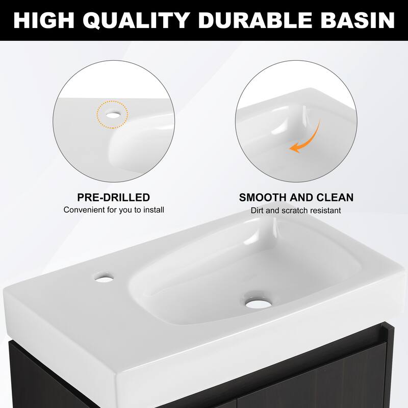 ARTCHIRLY 16/20/24/30/36 Inch Bathroom Vanity With Sink, Floating Bathroom Vanity With Soft Close Door