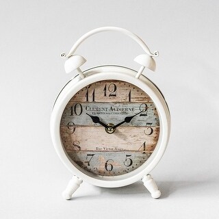 Old Style Alarm Look White Framed Table Wall Clock - Bed Bath & Beyond ...