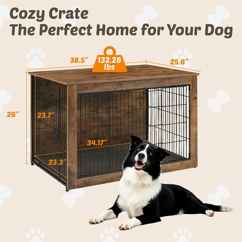 Wooden Dog Kennel Furniture, Heavy Duty End Table Pet Crate