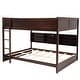 preview thumbnail 30 of 38, Queen Over Queen Size with Underbed Storage Bookcase and Charging Station, Wood Bunk Bed Frame with Panel Guardrails and Ladder