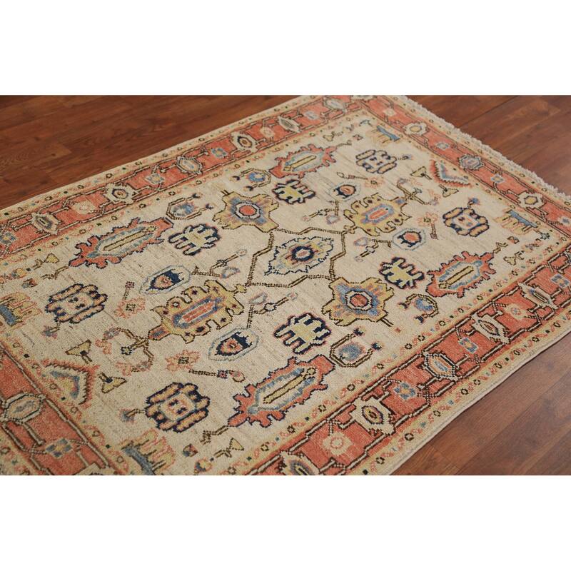 Vegetable Dye Heriz Serapi Oriental Rug Hand-Knotted Foyer Wool Carpet - 3'4"x 5'0"