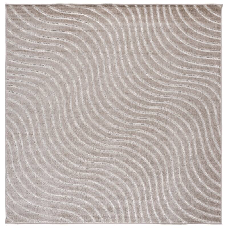 SAFAVIEH Stella John Washable Indoor/Outdoor Rug - Weather Resistant & Easy Cleaning - 6'7" Square - Beige
