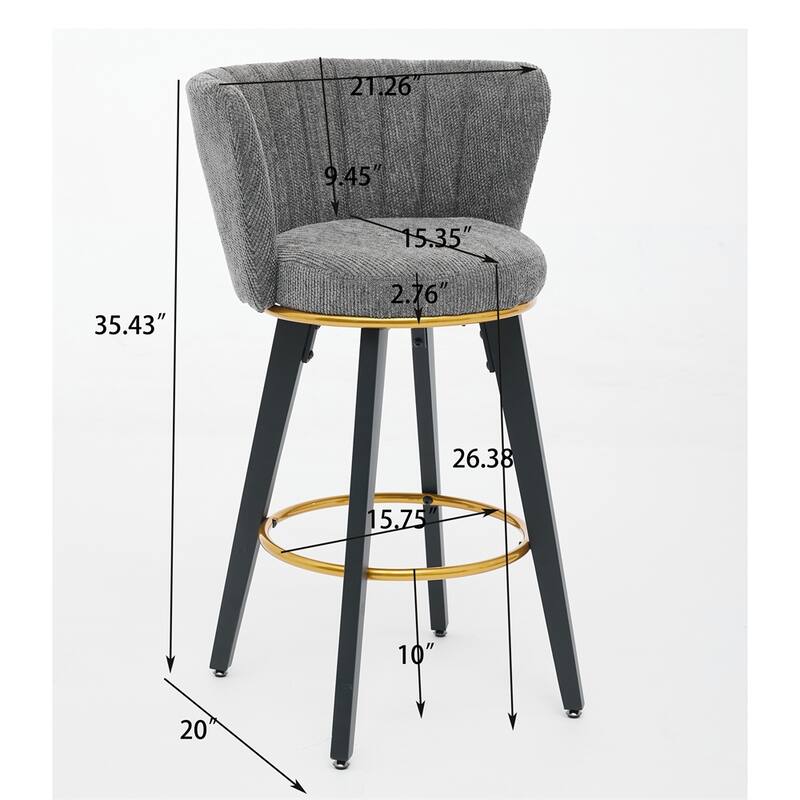 Counter Height Bar Stools Set of 2,360° Swivel Upholstered Barstools