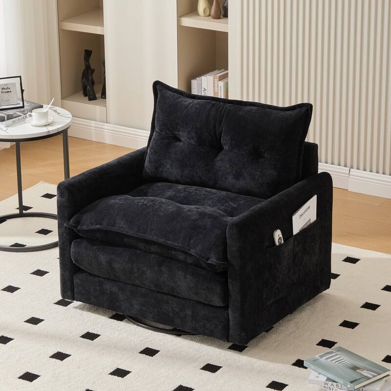 36.22" Chenille Upholstered Single Swivel Chair