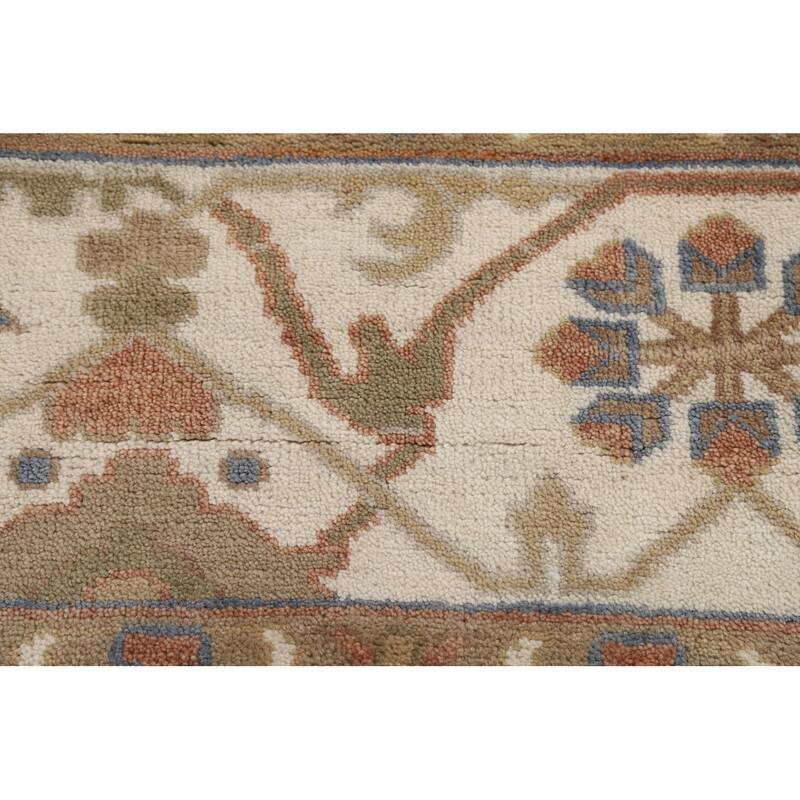 Blue & Ivory Oushak Indian Area Rug Handmade Wool Carpet - 9'2"x 12'0"