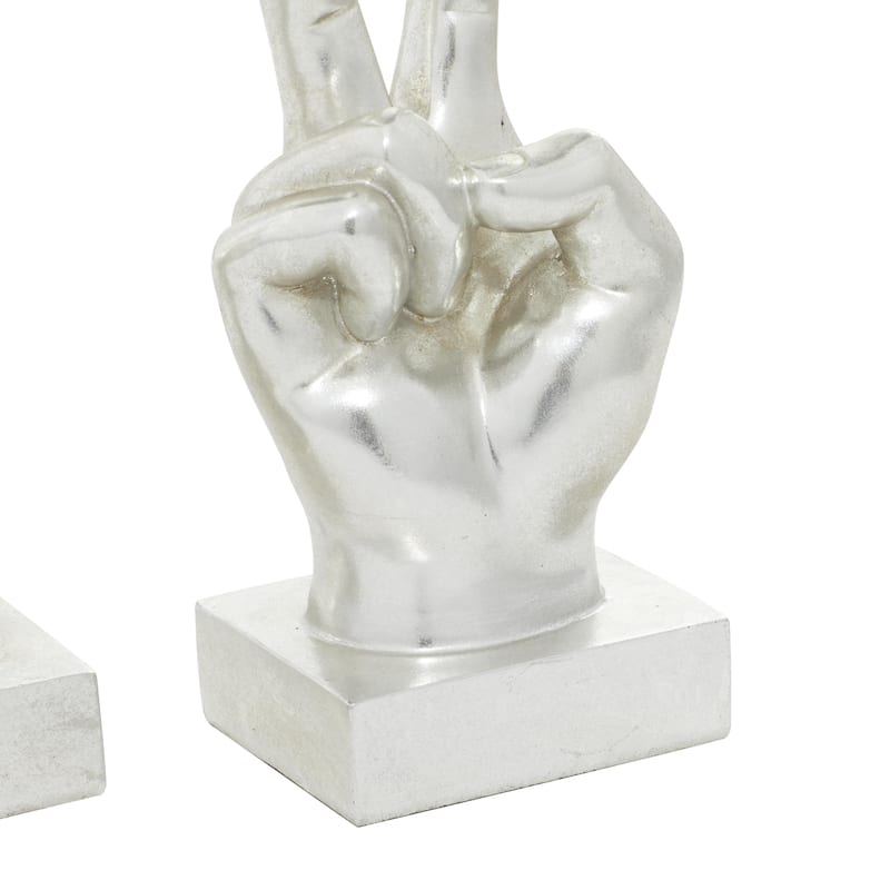 Dark Gray or Silver Polystone Hands Decorative Sculpture (Set of 3)