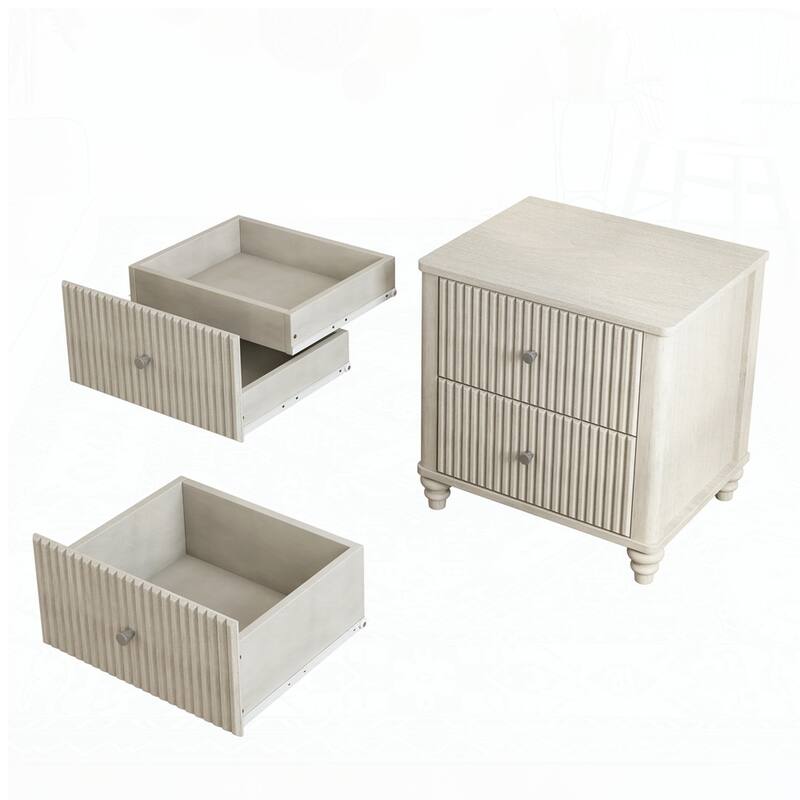 Wood NightStand with Metal Handle