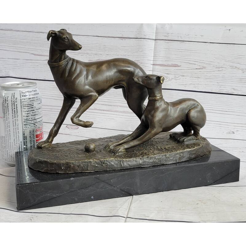 Pj Mene Two Greyhounds Imitative Dogs Playingargente And Dore Bronze Statue Sculpture