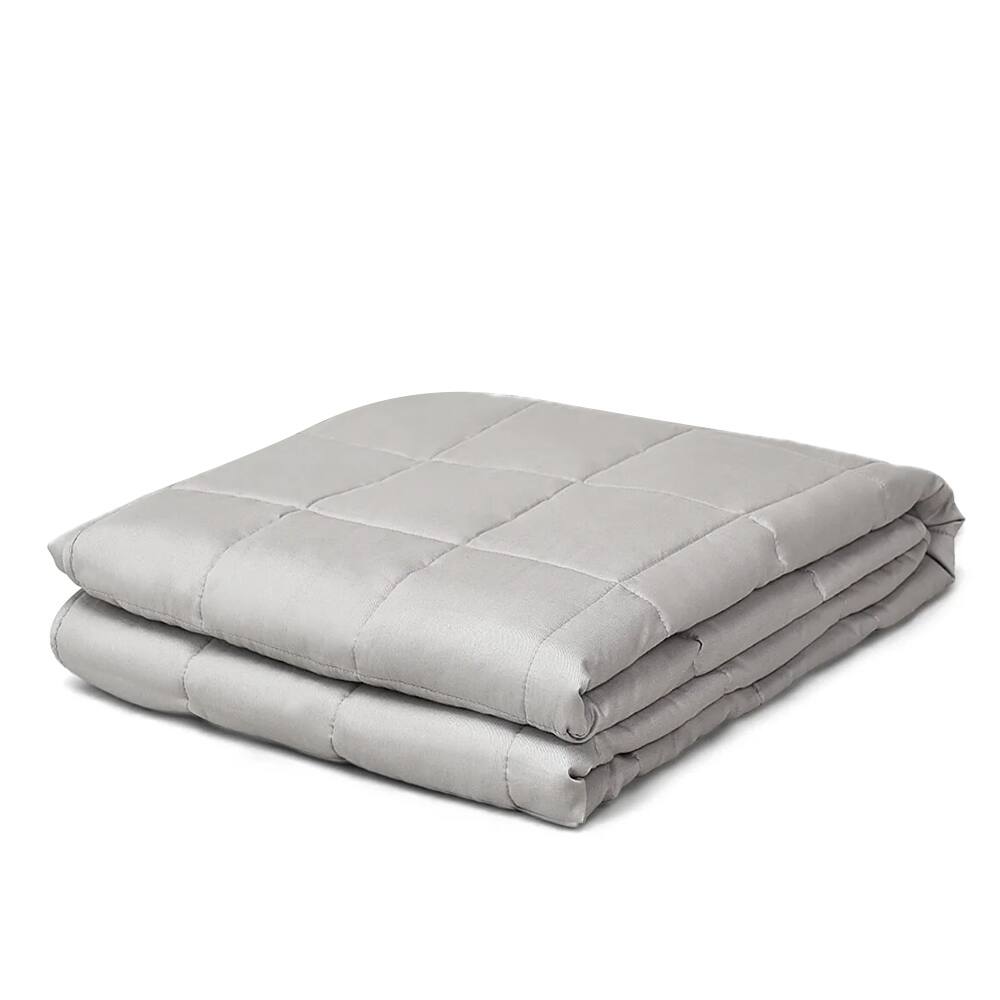 Queen Size Weighted Blankets 100 Cotton W/ Glass Beads Light Gray On