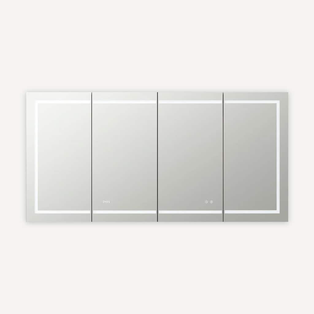 RS LED Lighted Medicine Cabinet Defogger, 3X Magnifying Mirror, Clock, Electrical Outlets, Recessed or Surface Mount - 36"x72"
