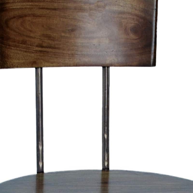 23" Modern Adjustable Height Bar Stool with Solid Wood Round Seat and Swivel Function Included Footrest