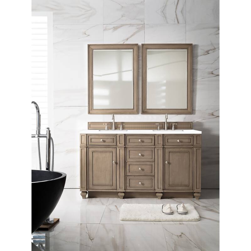 James Martin Vanities Bristol 60" Double Vanity, Whitewashed Walnut