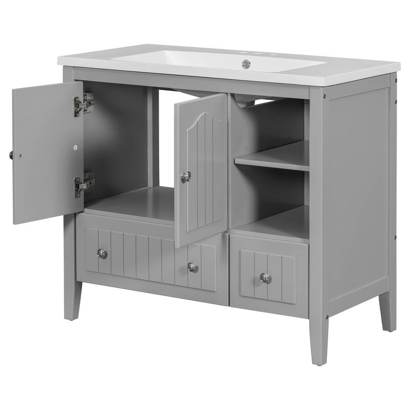 36" Bathroom Vanity with Solid Wood Frame